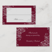 Elegant Burgundy Swirl Wedding Long Name Platzkarte (Vorne/Hinten)