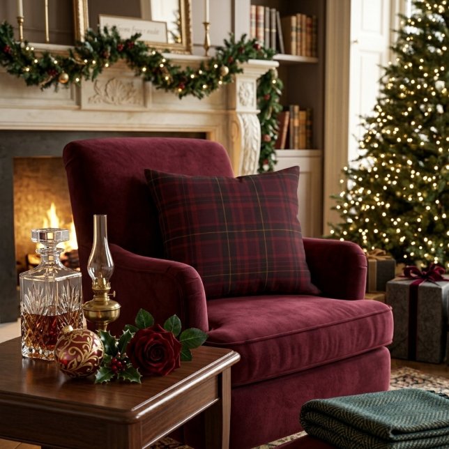 Elegant Burgundy Tartan Dekokissen (Von Creator hochgeladen)