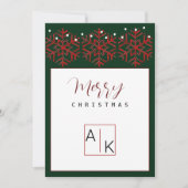 Elegant Burgundy Tartan Monogram Feiertagskarte (Vorderseite)