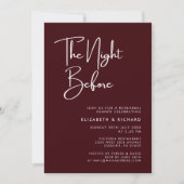 Elegant Burgundy The Night Before Rehearsal Dinner Einladung (Vorderseite)