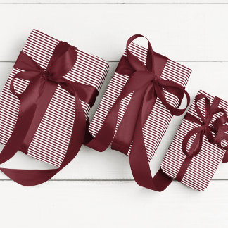Elegant Burgundy Thin Striped Geschenkpapier