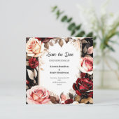 Elegant Burgundy Trendy Save The Date (Stehend Vorderseite)