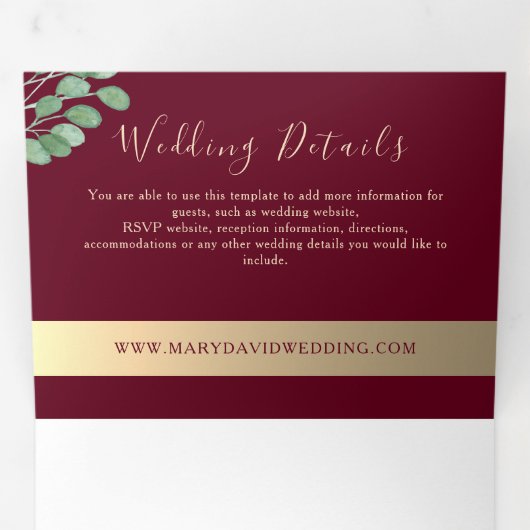 Elegant Burgundy Tri-Fold Einladung (Innen Erste Seite)