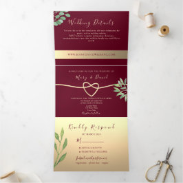Elegant Burgundy Tri-Fold Einladung