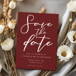 Elegant Burgundy Typografy Minimalistisch Save The Date