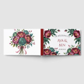 Elegant Burgundy und Emerald Peony Wedding Gästebuch (Voll)