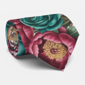 Elegant Burgundy und Emerald Peony Wedding Men Krawatte (Gerollt)
