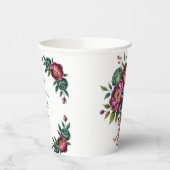 Elegant Burgundy und Emerald Peony Wedding Pappbecher (Links)