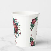 Elegant Burgundy und Emerald Peony Wedding Pappbecher (Rechts)