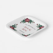 Elegant Burgundy und Emerald Peony Wedding Pappteller (Gewinkelt)