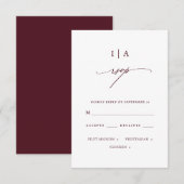 Elegant Burgundy und White Monogram Wedding Rsvp Karte (Vorne/Hinten)