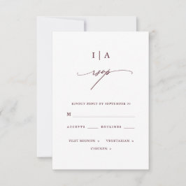 Elegant Burgundy und White Monogram Wedding Rsvp Karte
