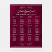 Elegant Burgundy Velvet Wedding Seating Chart Acrylschild (Vorderseite)
