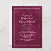 Elegant Burgundy Velvet White Monogram Wedding Einladung (Vorderseite)