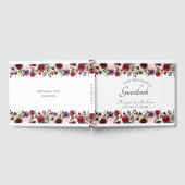 Elegant Burgundy Violet Floral Wedding Monogram Gästebuch (Voll)