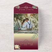 Elegant Burgundy Wedding All In One Einladung (Außenbereich)
