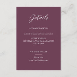 Elegant Burgundy Wedding Details Begleitkarte