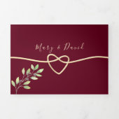 Elegant Burgundy Wedding Dreifach Gefaltete Einladung (Cover)