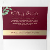 Elegant Burgundy Wedding Dreifach Gefaltete Einladung (Innen Erste Seite)