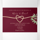 Elegant Burgundy Wedding Dreifach Gefaltete Einladung (Innenseite Mitte)