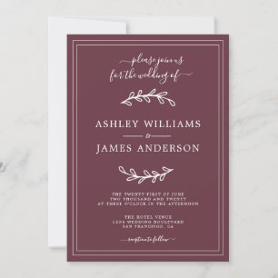Elegant Burgundy Wedding Einladung