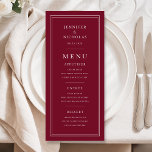 Elegant Burgundy Wedding Menükarte<br><div class="desc">Elegant Burgundy Wedding Menu.</div>