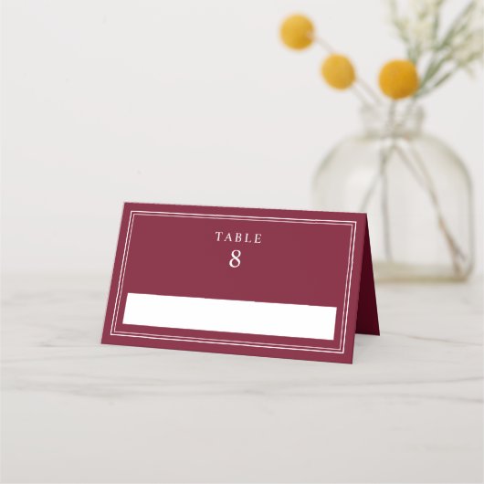 Elegant Burgundy Wedding Platzkarte (Vorderseite)