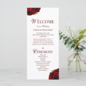 Elegant Burgundy Wedding Program (Stehend Vorderseite)