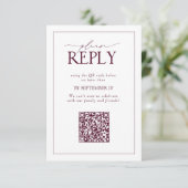 Elegant Burgundy Wedding QR Code Bitte beantworten RSVP Karte (Stehend Vorderseite)