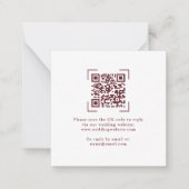 Elegant Burgundy Wedding QR Code RSVP Cards Mitteilungskarte (Vorderseite)