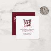Elegant Burgundy Wedding QR Code RSVP Cards Mitteilungskarte (Vorderseite/Rückseite Beispiel)