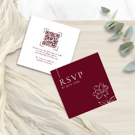 Elegant Burgundy Wedding QR Code RSVP Cards Mitteilungskarte