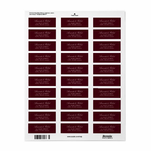 Elegant Burgundy Wedding Return Address (Vorne)