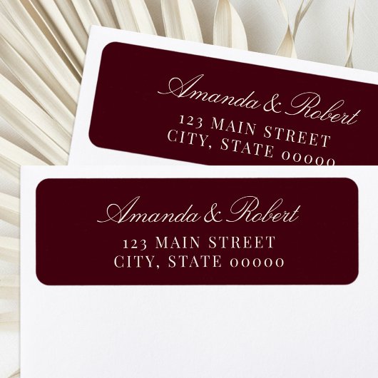 Elegant Burgundy Wedding Return Address