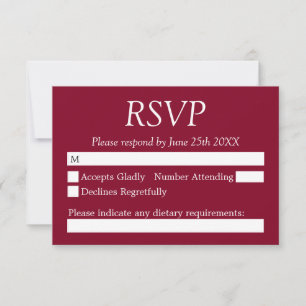 Elegant Burgundy Wedding RSVP Card Karte
