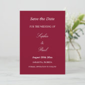 Elegant Burgundy Wedding Save the Date (Stehend Vorderseite)