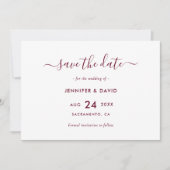 Elegant Burgundy Wedding Save The Date (Vorderseite)
