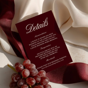 Elegant Burgundy Wedding Website Enclosure Card Begleitkarte