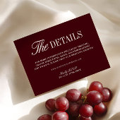 Elegant Burgundy Wedding Website Enclosure Card Begleitkarte