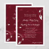 Elegant Burgundy White Wedding Einladung (Vorne/Hinten)