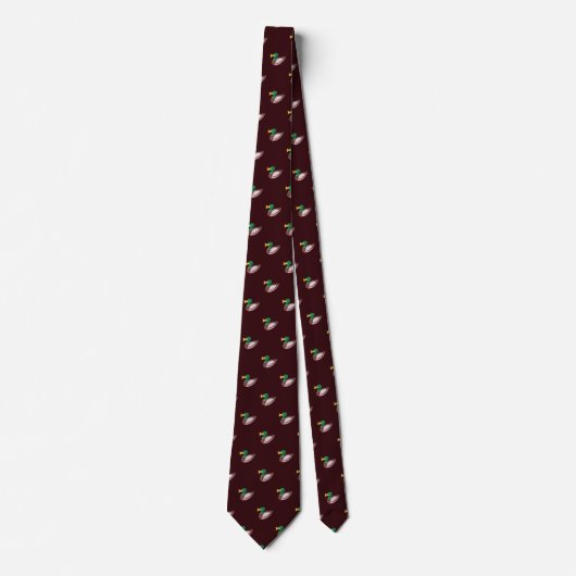 Elegant Burgundy Wild Duck Pattern Krawatte (Vorderseite)