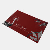 Elegant Burgundy Willkommen und Adresse Fußmatte (Schrägansicht)