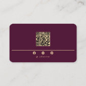 Elegant Burgundy Wine Gold Shiny Circle Monogram Visitenkarte (Rückseite)