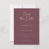 Elegant Burgundy Wine Minimalist Wedding Save The Date (Vorderseite)