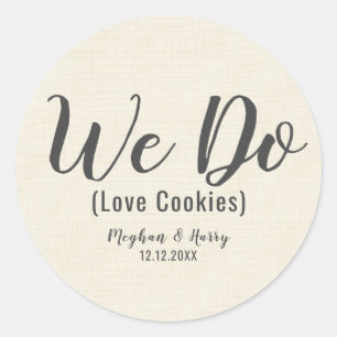 Elegant Burlap wir machen Liebe Cookies Runder Aufkleber