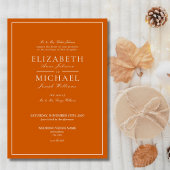 Elegant Burnt orang & White Classic Script Hochzei Einladung