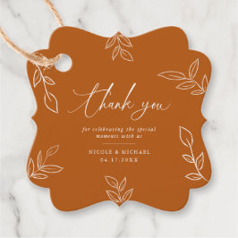 Elegant Burnt Orange Blätter Vielen Dank für Ihre Geschenkanhänger