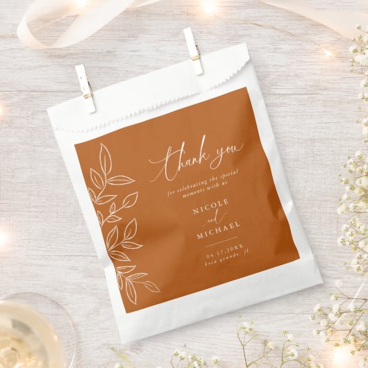 Elegant Burnt Orange Blätter Wedding Vielen Dank Geschenktütchen (Ausgeschnitten)