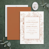 Elegant Burnt Orange Blumenstrauch Art Wedding Inv Einladung