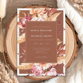 Elegant Burnt Orange Boho Chic Floral Wedding Einladung